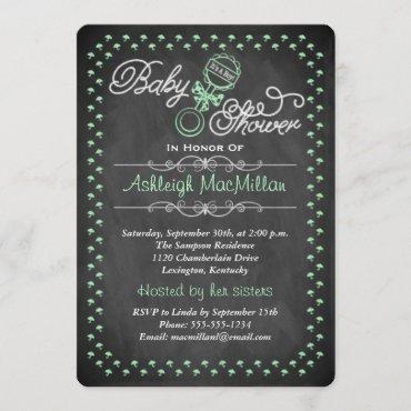 Chalkboard Baby Shower Invite - Green