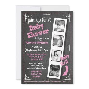 Chalkboard Film Strip Ultrasound Baby Girl Shower