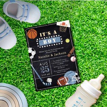 Chalkboard Sport Theme Baby Boy Shower