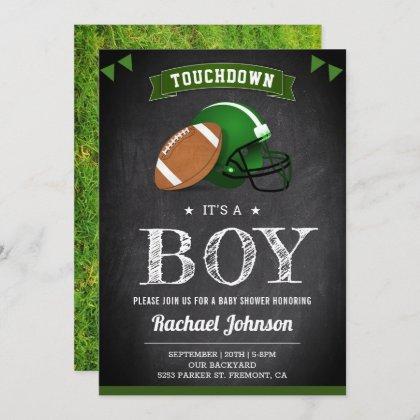 Chalkboard Sports Boy Football Baby Shower Invitation