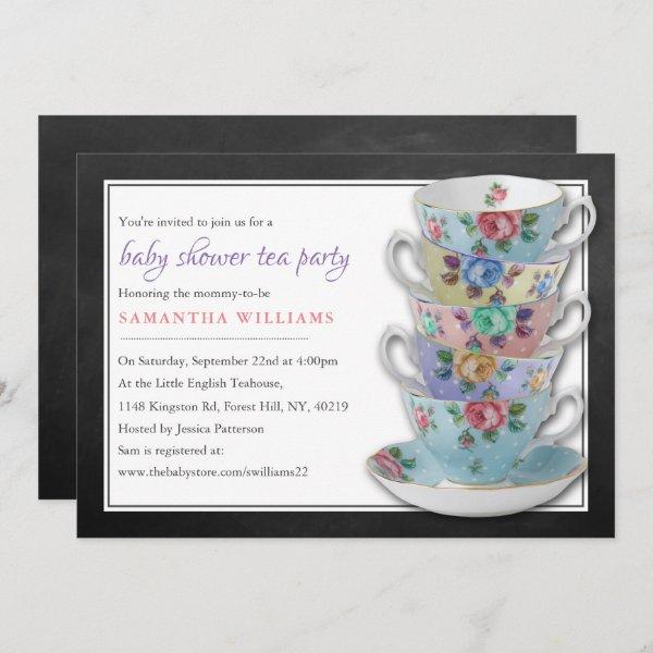 Chalkboard Teacups Baby Shower Tea Party
