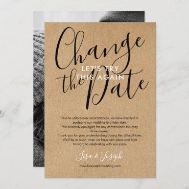 Change of Date Postponed Cancelled Rustic Photo