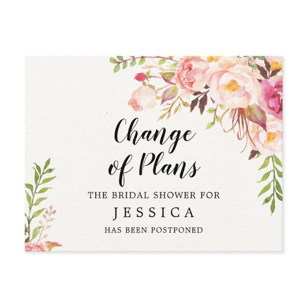 Change of Plans Bridal Shower Postponed Postcard