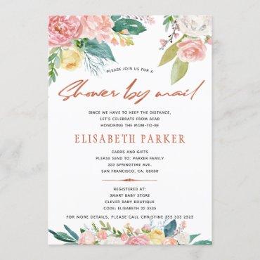 Change of plans pink floral baby shower by mail invitation