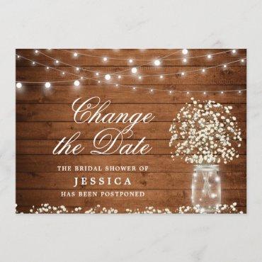 Change the Date Baby's Breath Rustic Bridal Shower Invitation