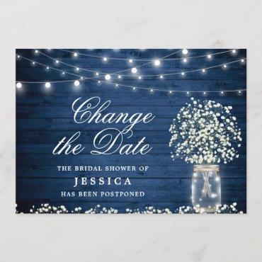 Change the Date Baby's Breath Rustic Bridal Shower Invitation