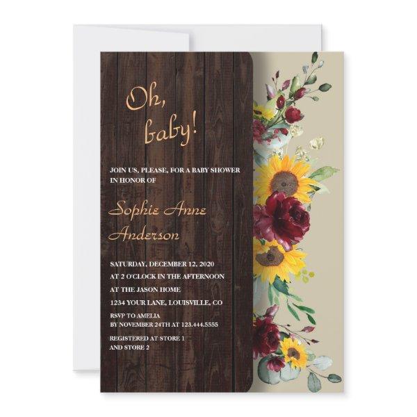 Charming Royal Burgundy Sunflower Bridal Tea Party
