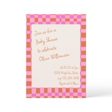 Checkered Pink Orange Script Cute