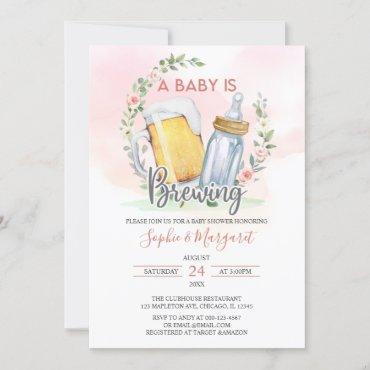 Cheers Coed Girl A Baby Is Brewing Baby Shower Invitation