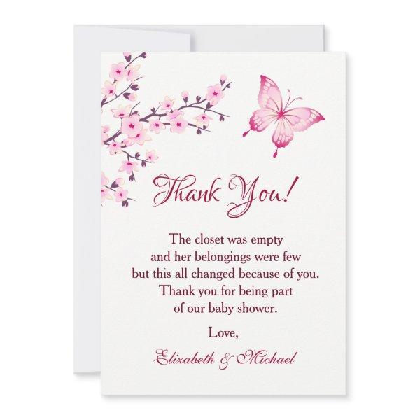 Cherry Blossom Butterfly | Baby Shower Thank You