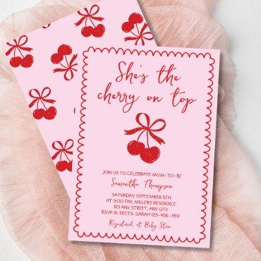 Cherry On Top Cute Hand Drawn Baby Girl Shower