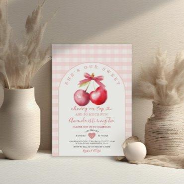 Cherry On Top Sweet Pink Gingham Girl