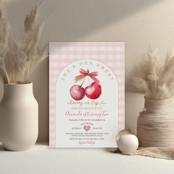 Cherry On Top Sweet Pink Gingham Girl