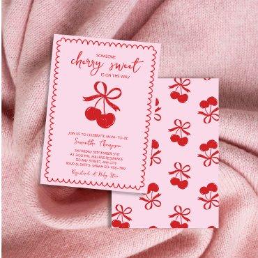 Cherry Sweet Elegant Hand Drawn Baby Girl Shower