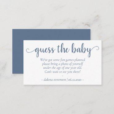 Chic Baby Shower | Dusty Blue Photo Game Request Enclosure Card