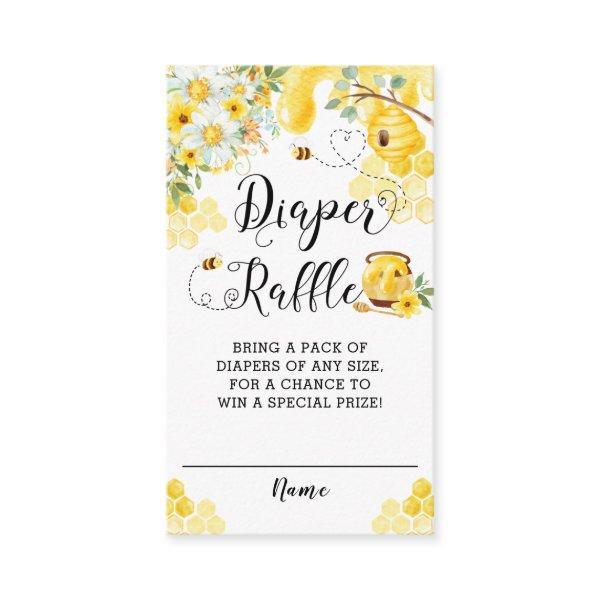 Chic Bees Yellow Floral Baby Shower Diaper Raffle  Enclosure Card