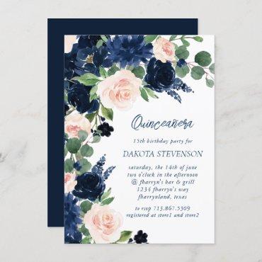 Chic Blooms | Navy Blue and Blush Pink Quinceanera