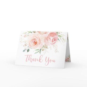 Chic Blush Pink Floral Baby Bridal Shower Wedding Thank You Card