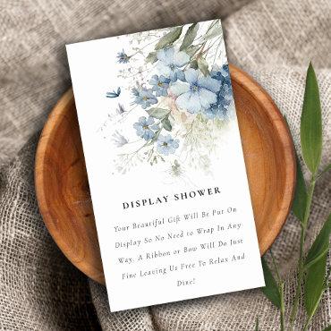 Chic Dusky Blue Floral Display Shower Baby Shower Enclosure Card