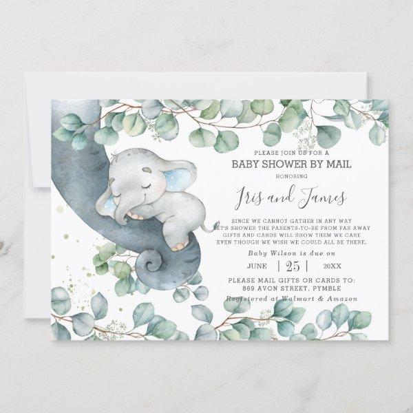 Chic Elephant Greenery Virtual Baby Shower by Mail