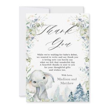 Chic Elephant Winter Wonderland Baby Shower  Thank You Card