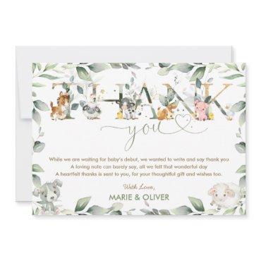 Chic Farm Animals Greenery Baby Shower Birthday Th Thank You Card