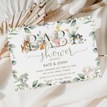 Chic Farm Animals Greenery Baby Shower Neutral