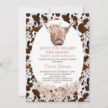 Chic Floral Highland Cow Cowhide