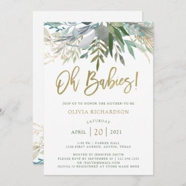 Chic Foliage | Twins Baby Shower and Gold Script