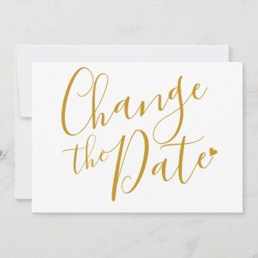 Chic Gold Script Change the Date Postponed Save The Date