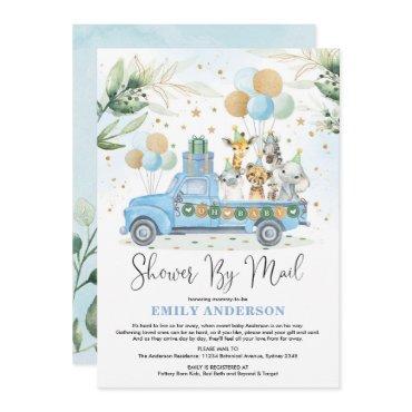 Chic Greenery Blue Gold Safari Baby Shower By Mail
