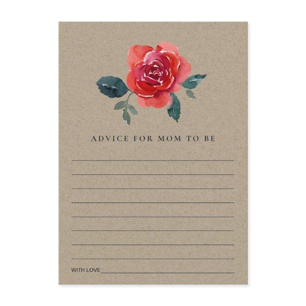 CHIC KRAFT RED GREEN ROSE FLORA ADVICE BABY SHOWER ENCLOSURE CARD