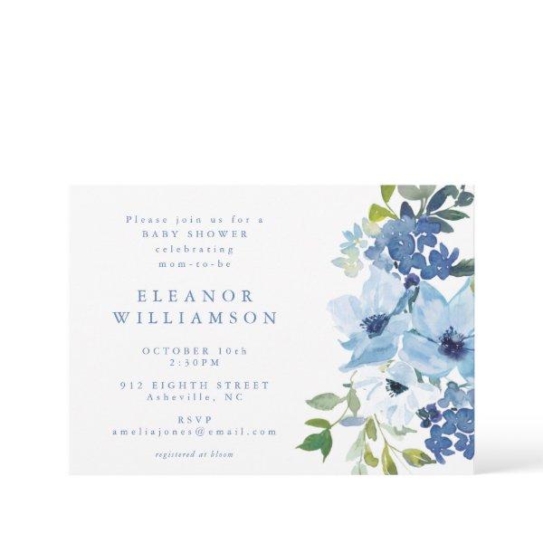 Chic Light Blue Watercolor Floral