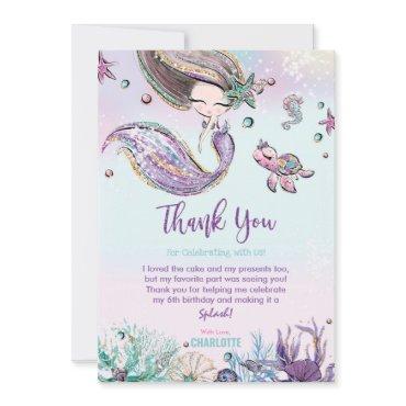Chic Mermaid Under the Sea Birthday Baby Shower Thank You Card