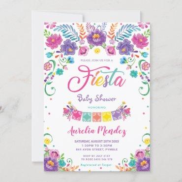 Chic Mexican Floral Flowers Fiesta Baby Shower   Invitation