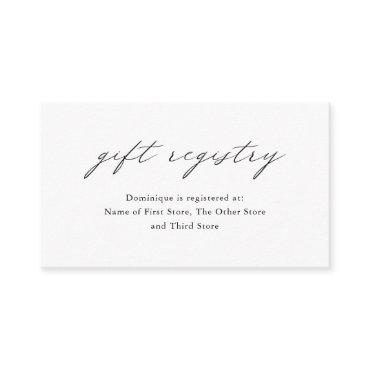 Chic Minimalist Elegant Simple Gift Registry Enclosure Card