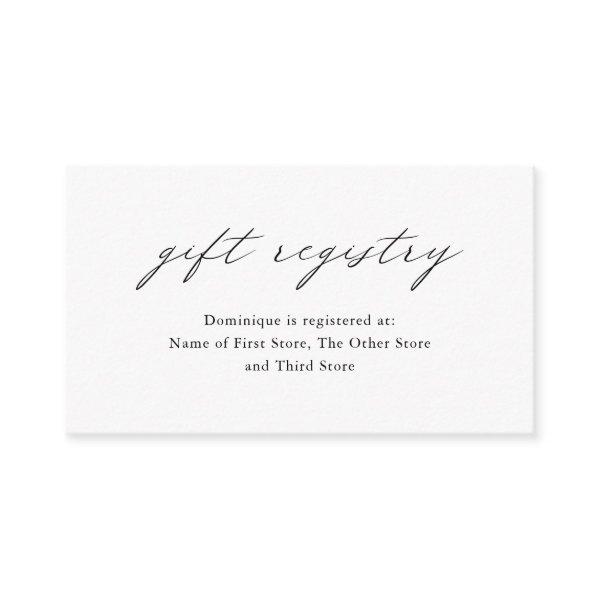 Chic Minimalist Elegant Simple Gift Registry Enclosure Card