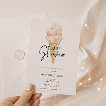 Chic Modern Watercolor Ice Cream