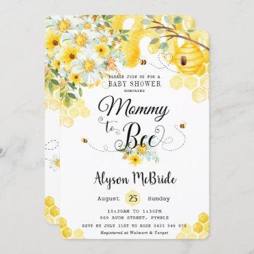 Chic Mom to Bee Yellow Floral Baby Shower Neutral