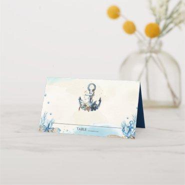 Chic Nautical Anchor Beach Modern Wedding Place Card