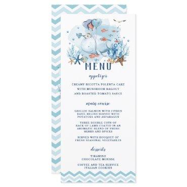 Chic Nautical Whale Blue Chevron Boy Baby Shower  Program