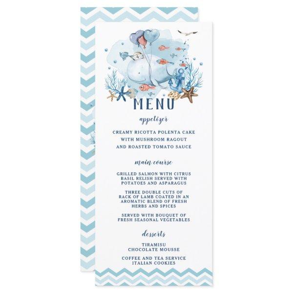 Chic Nautical Whale Blue Chevron Boy Baby Shower  Program
