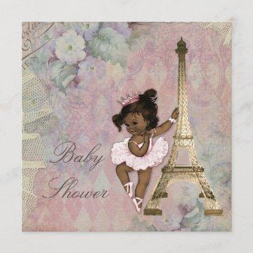 Chic Paris Ethnic Princess Ballerina Baby Shower Invitation