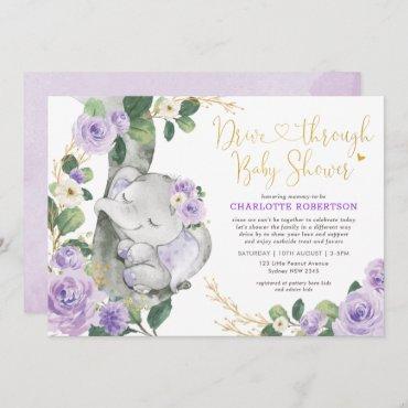 Chic Purple Floral Elephant Drive By