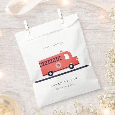 Chic Red Navy Fire Truck Engine Baby Shower Favor Bag