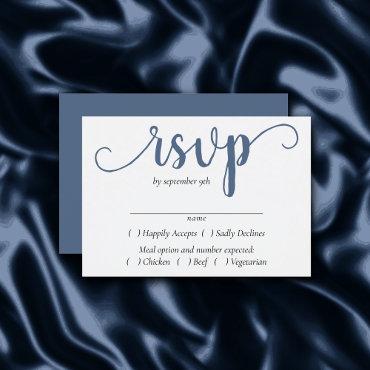 Chic Script | Dusty Smoky Slate Blue Entree Choice RSVP Card