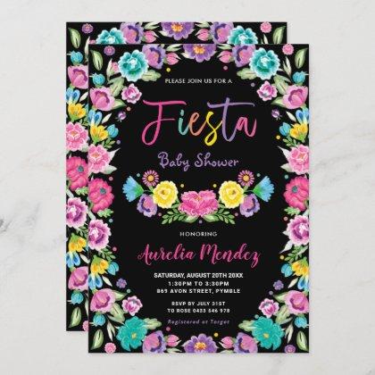 Chic Spanish Mexican Floral Fiesta Baby Shower   Invitation