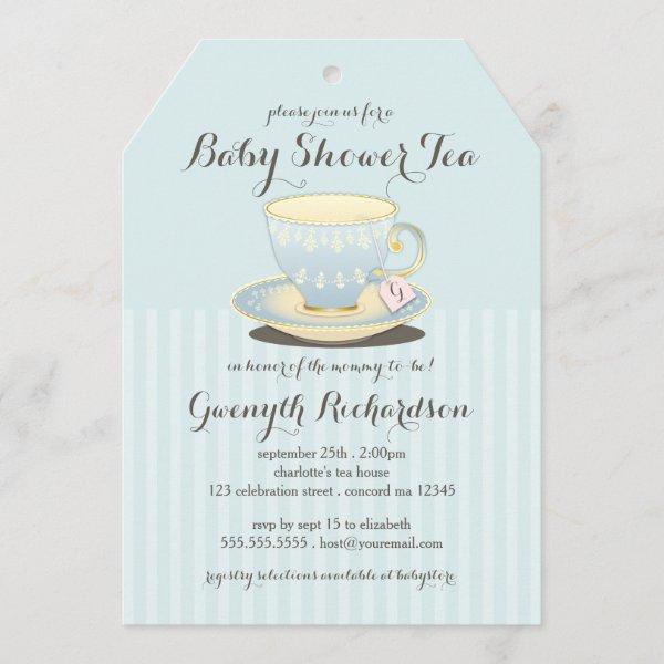 Chic Teacup in Blue Baby Shower Tea Party