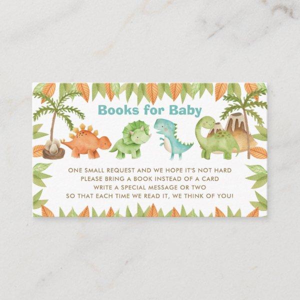 Chic Watercolor Cute Dinosaur Books for Baby  Enclosure Card