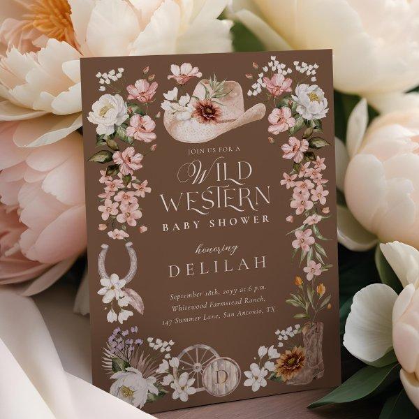 Chic Western Watercolor Floral Cowboy